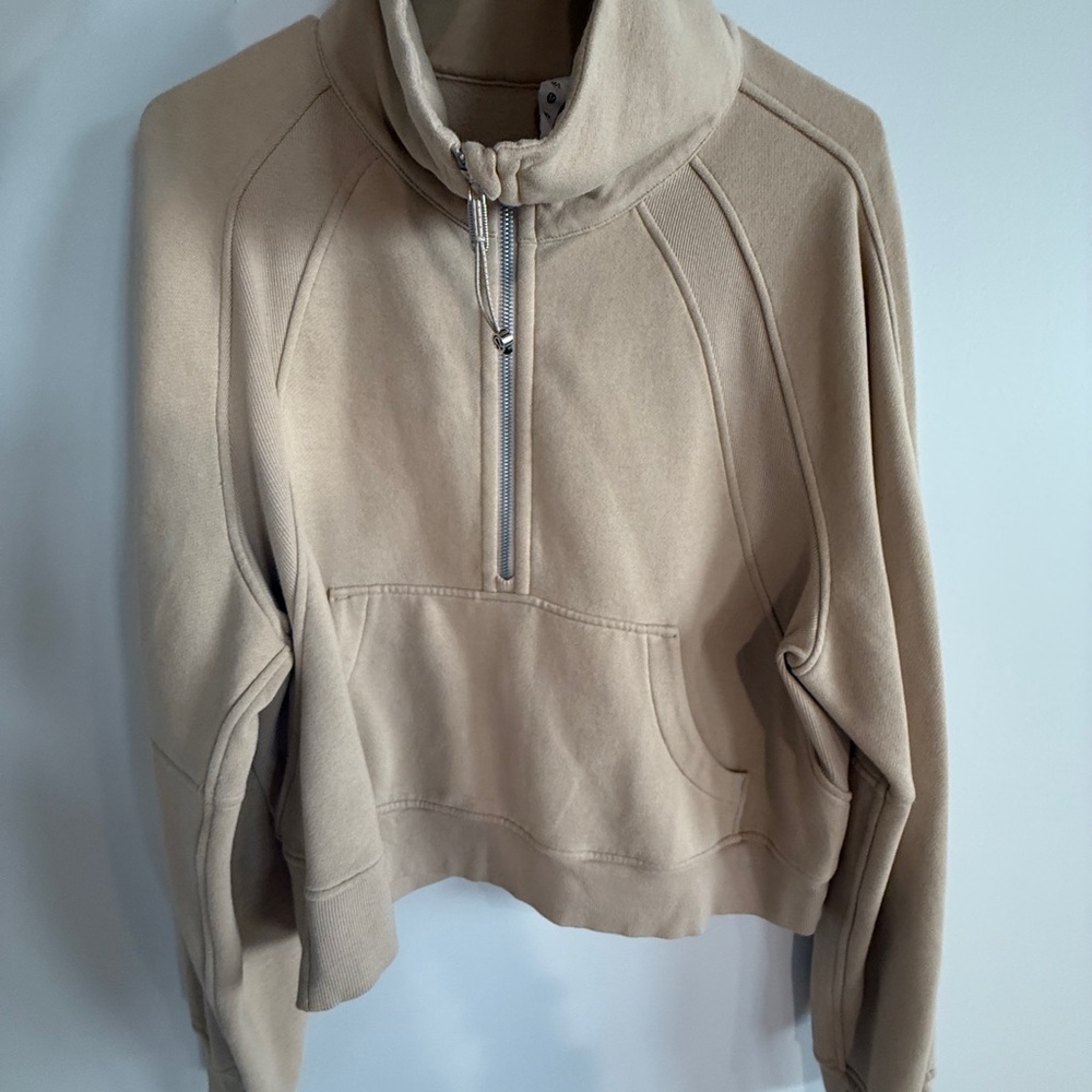 Lululemon Beige Scuba Oversized Half-Zip Sweatshirt